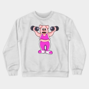 Pig at Bodybuilding with Dumbbells Crewneck Sweatshirt